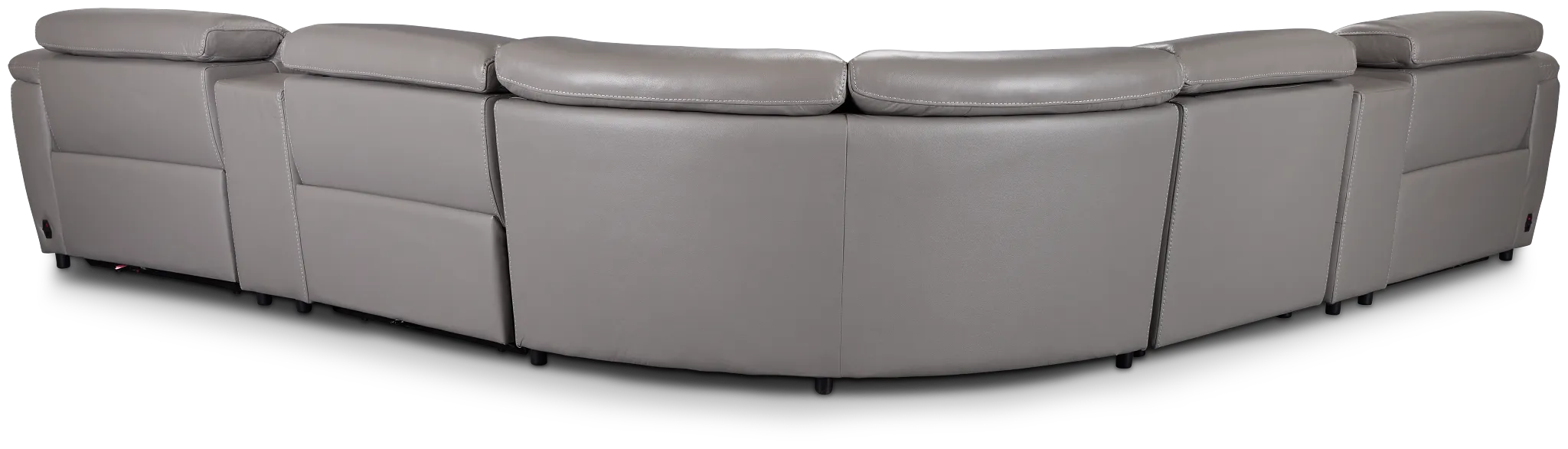 Marion Gray Lthr/vinyl Large Triple Power Reclining Two-arm Sectional