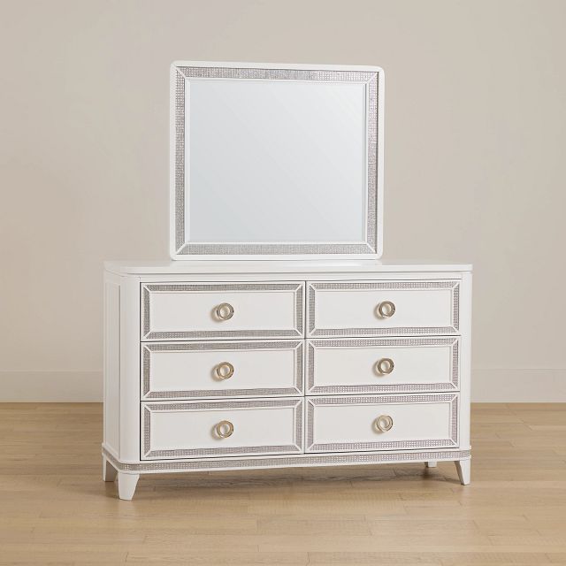 Milan White Youth Dresser & Mirror