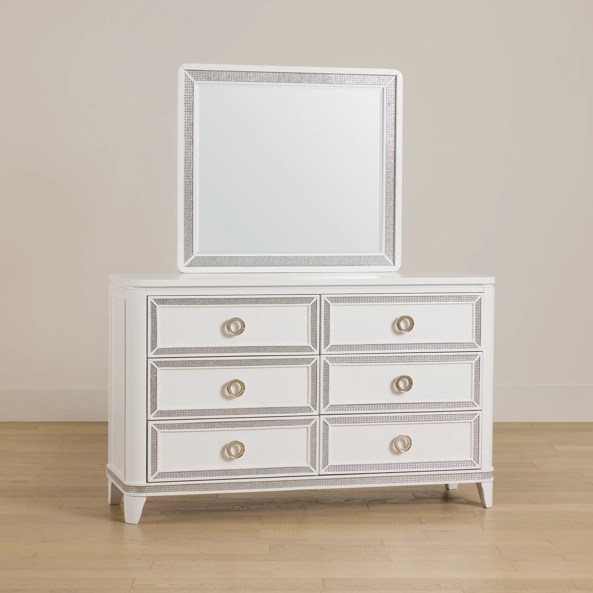 Milan White Youth Dresser & Mirror Milan White Youth Dresser & Mirror