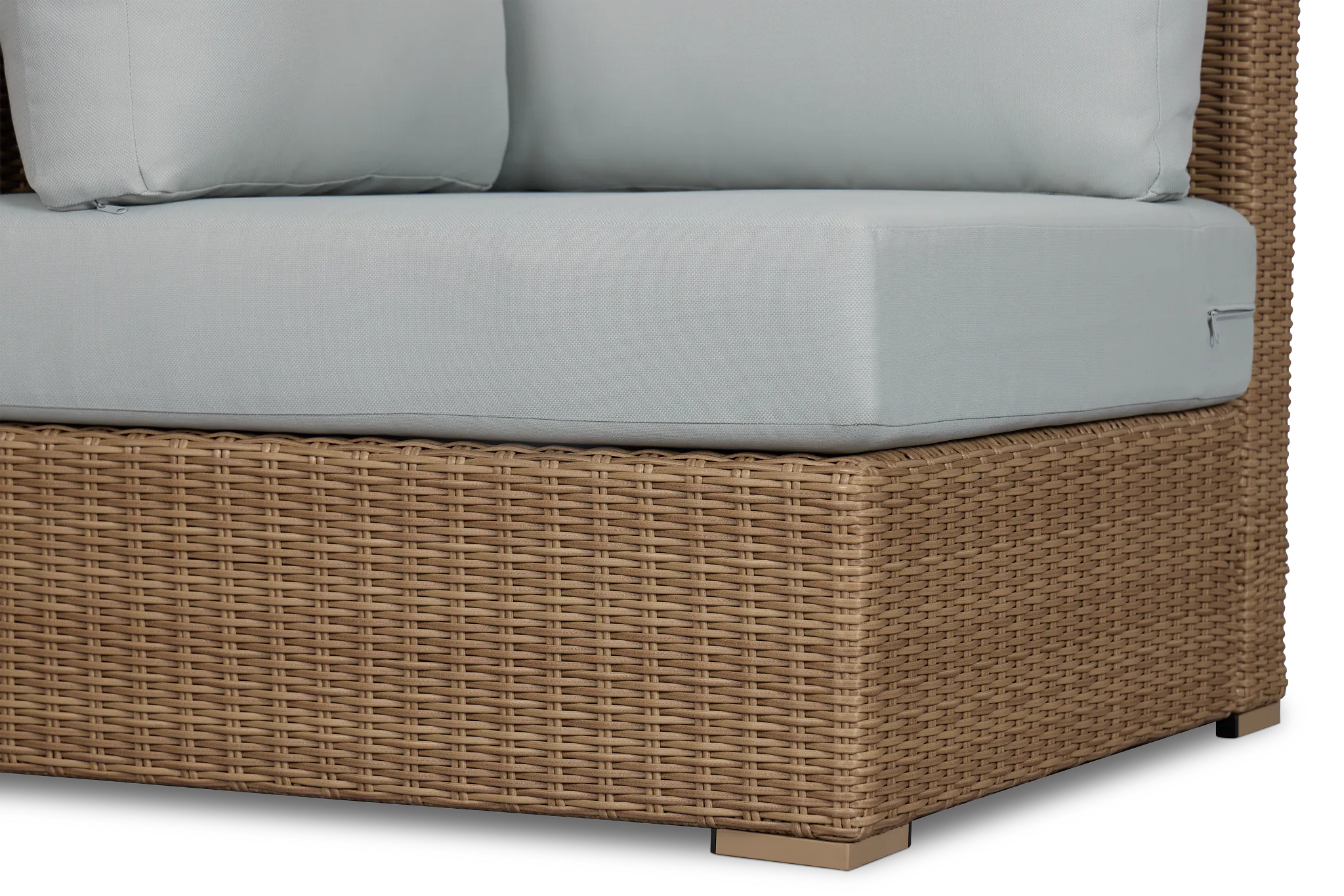 Montecito Light Tone Corner Chair With Light Blue Cushions