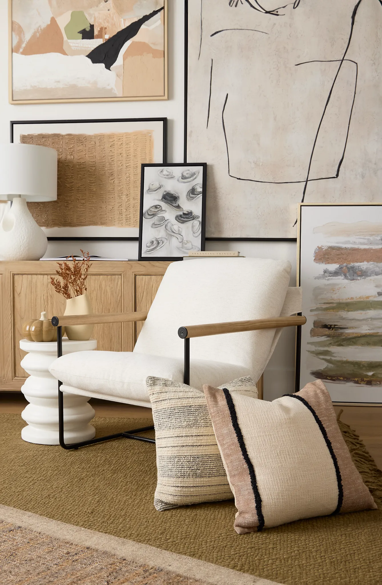 Margo White Fabric Accent Chair