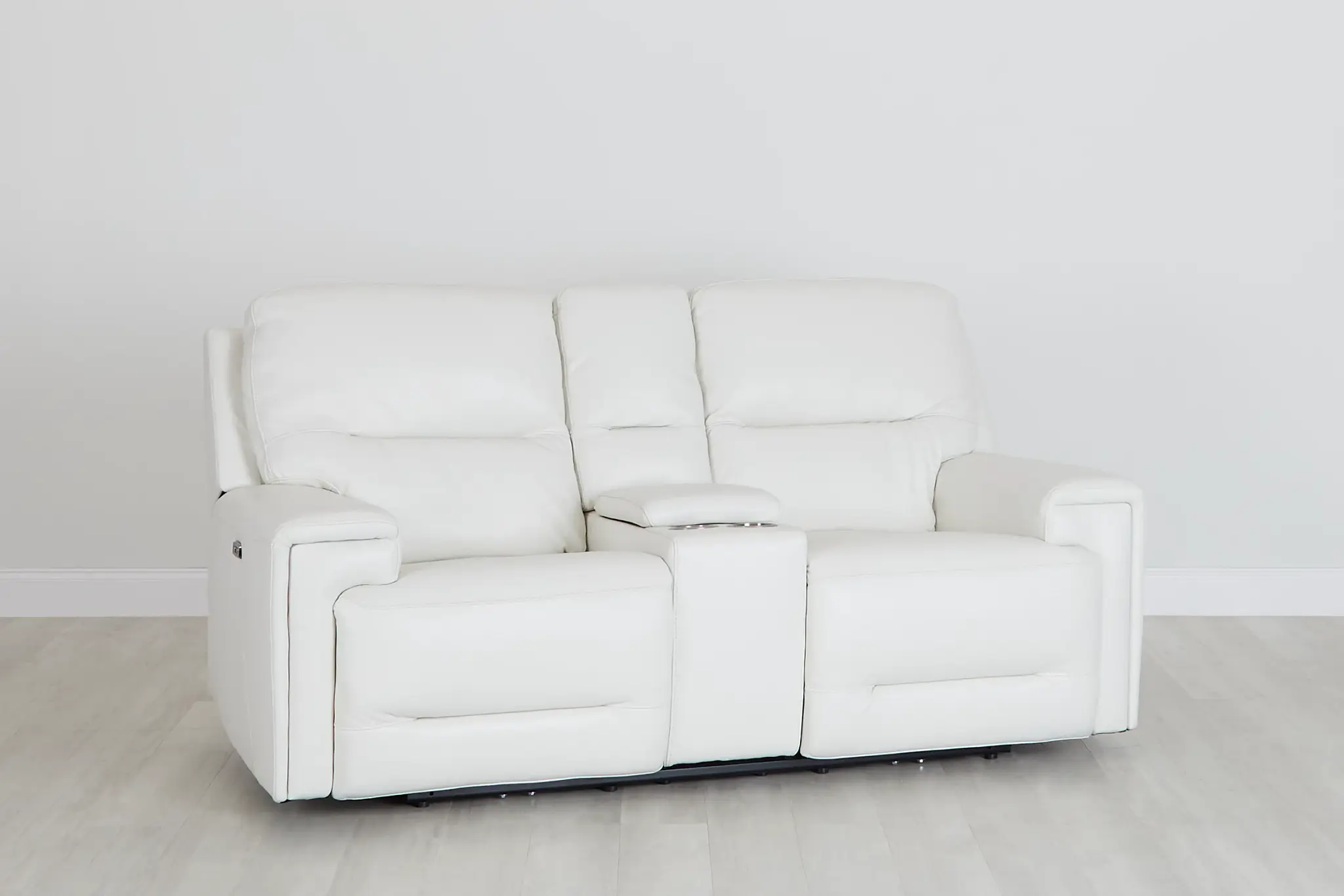 Porto White Lthr/vinyl Power Reclining Console Loveseat Porto White Lthr/vinyl Power Reclining Console Loveseat