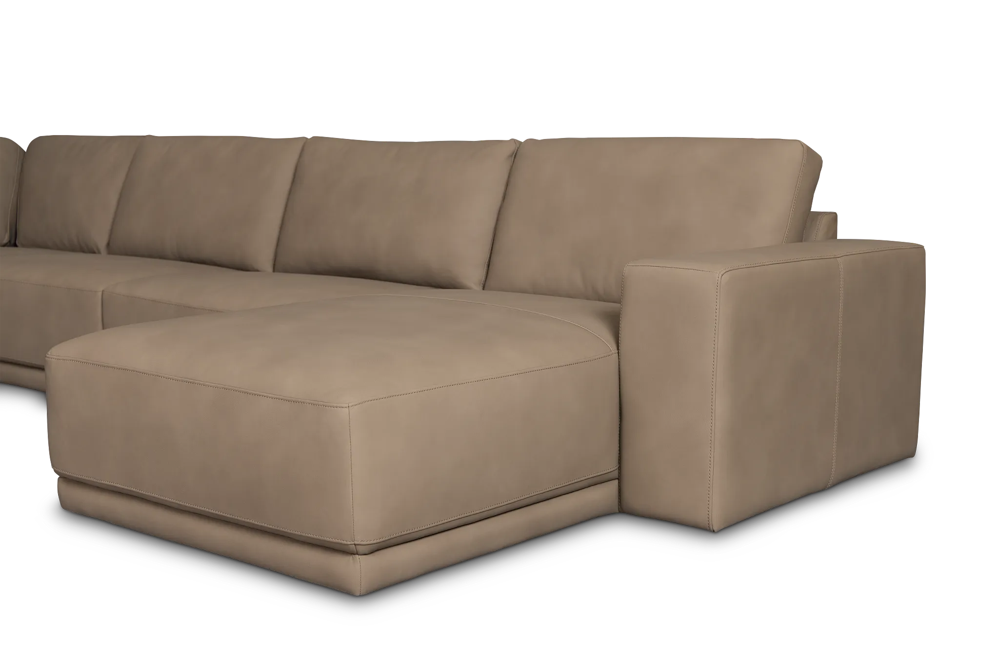 Kellan Taupe Leather Large Right Chaise Sectional
