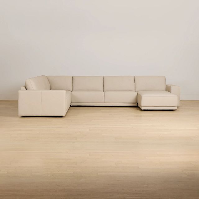 Kellan Ivory Leather Medium Right Chaise Sectional