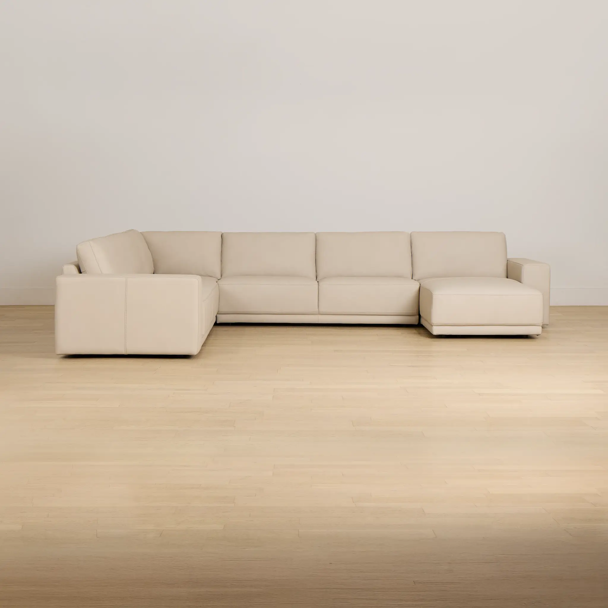 Kellan Ivory Leather Medium Right Chaise Sectional Kellan Ivory Leather Medium Right Chaise Sectional