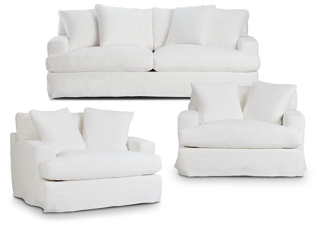 Delilah White Fabric Living Room