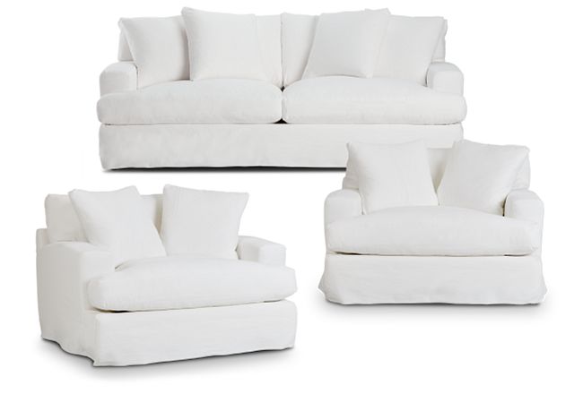 Delilah White Fabric Living Room