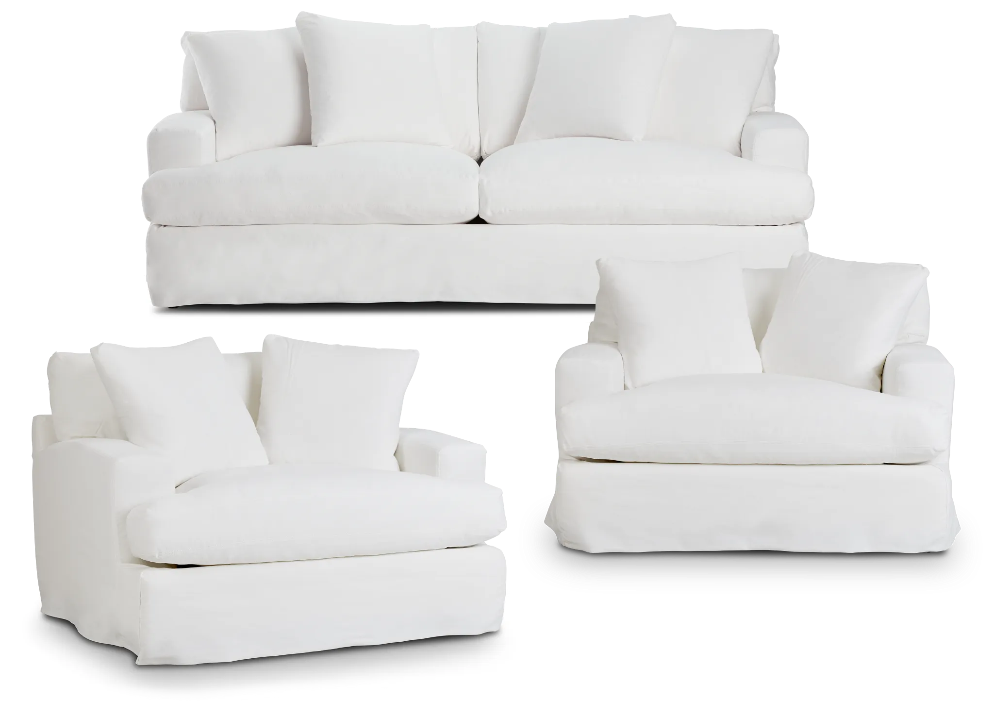 Delilah White Fabric Living Room