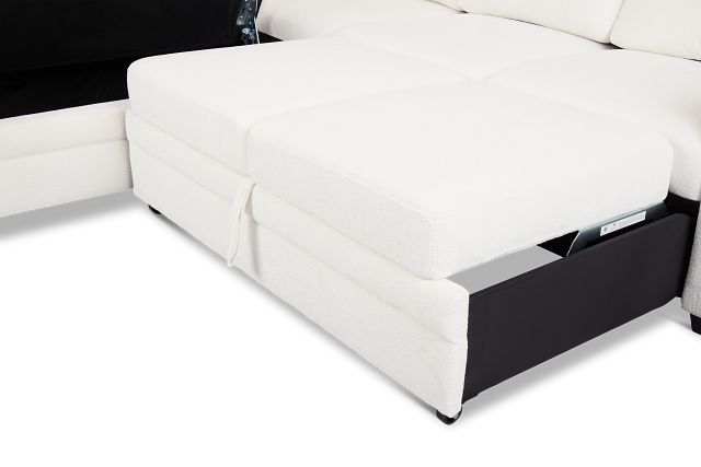 Everly White Fabric Small 2-arm Right Sleeper Storage Sectional