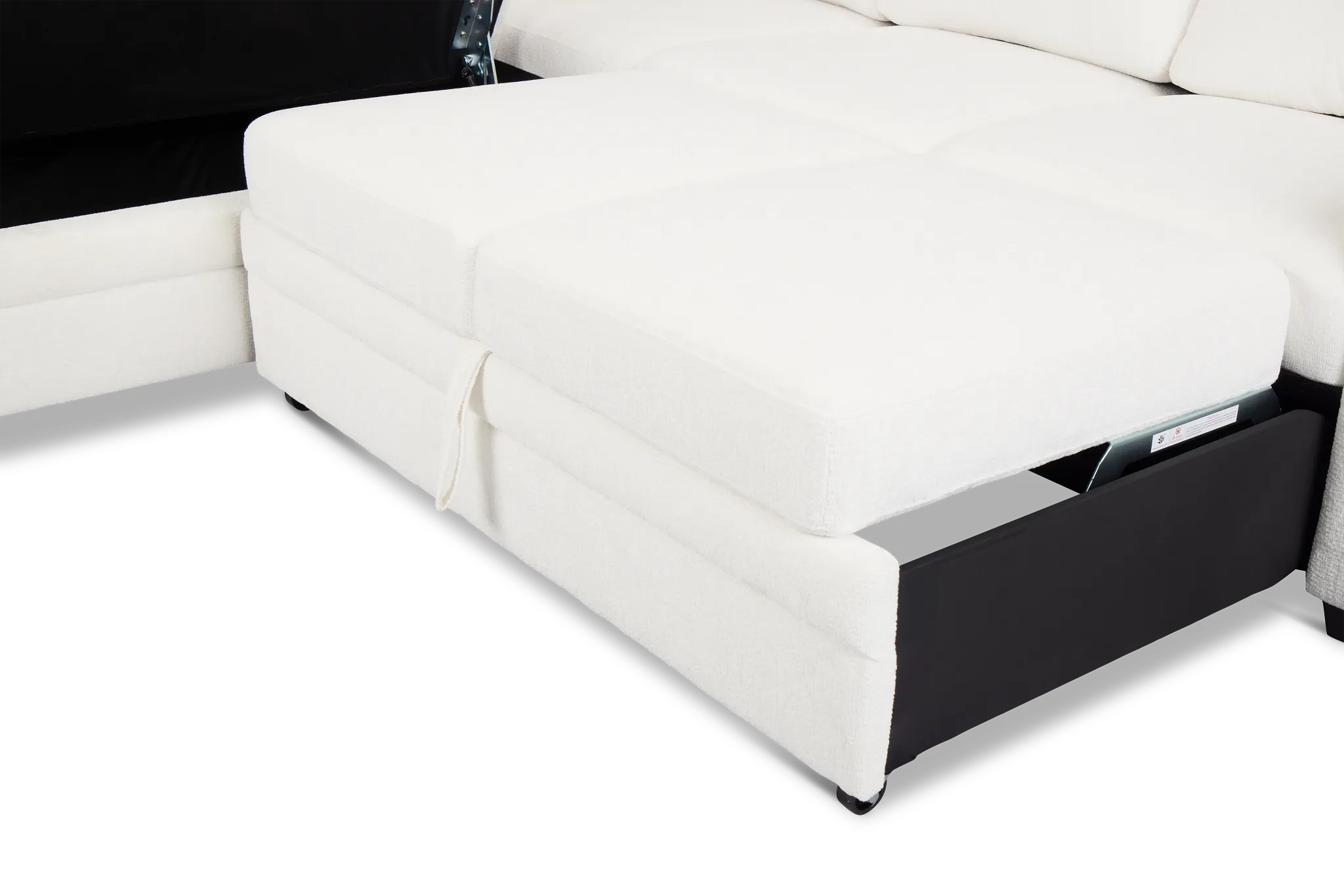 Everly White Fabric Small 2-arm Right Sleeper Storage Sectional