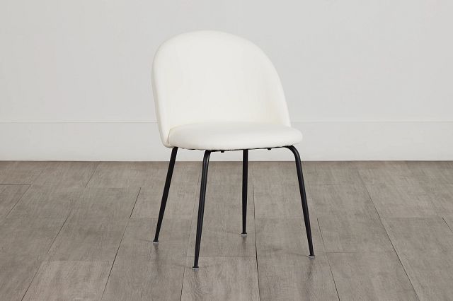 Capri White Micro Upholstered Side Chair W/ Black Legs
