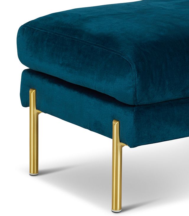 Bella Dark Blue Velvet Ottoman