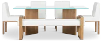 Haven Glass 80" Rectangular Table With 4 Side Chairs & Bench