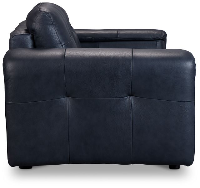 Rowan Navy Leather Loveseat