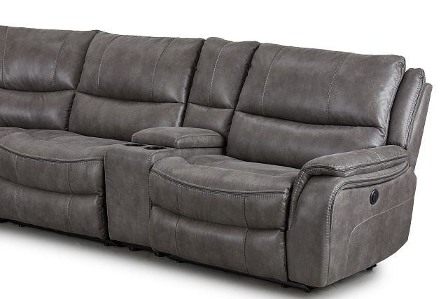 Dober Dark Gray Micro Medium Triple Power 2-arm Sectional