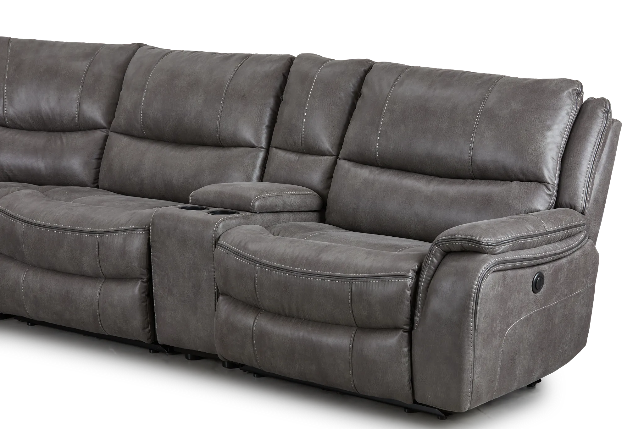 Dober Dark Gray Micro Medium Triple Power 2-arm Sectional