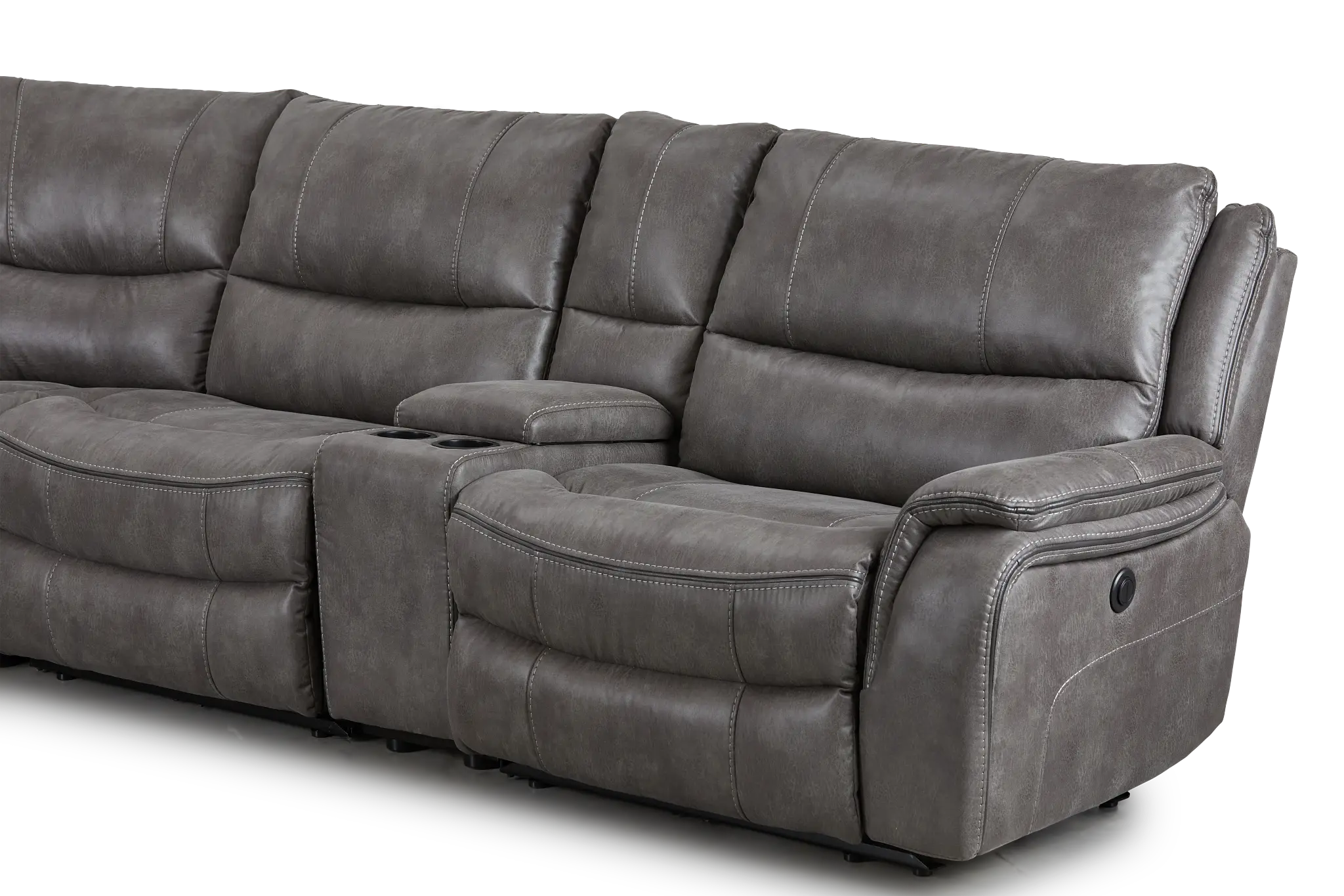Dober Dark Gray Micro Medium Triple Power 2-arm Sectional Dober Dark Gray Micro Medium Triple Power 2-arm Sectional