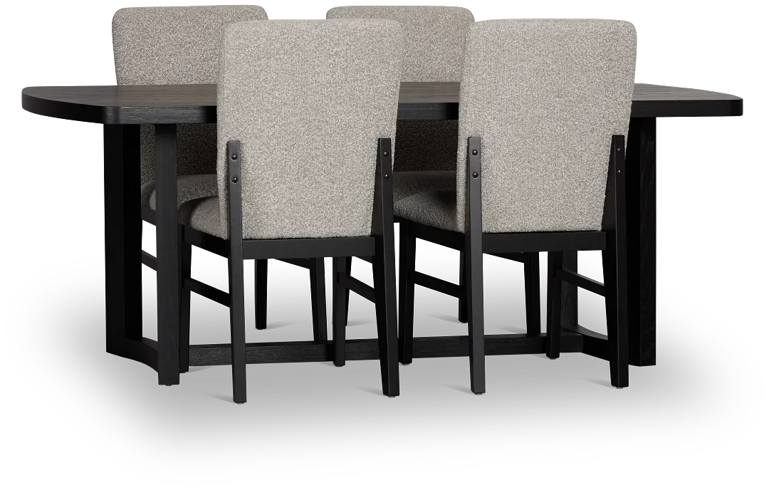 Modesto Black Rectangular Table & 4 Upholstered Chairs