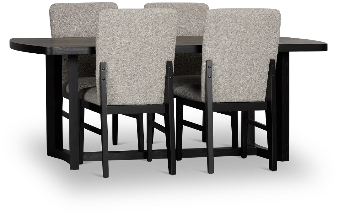 Modesto Black Rectangular Table & 4 Upholstered Chairs Modesto Black Rectangular Table & 4 Upholstered Chairs