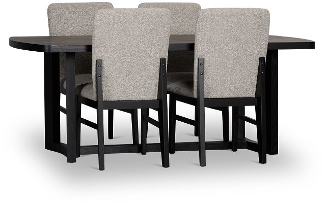 Modesto Black Rectangular Table & 4 Upholstered Chairs