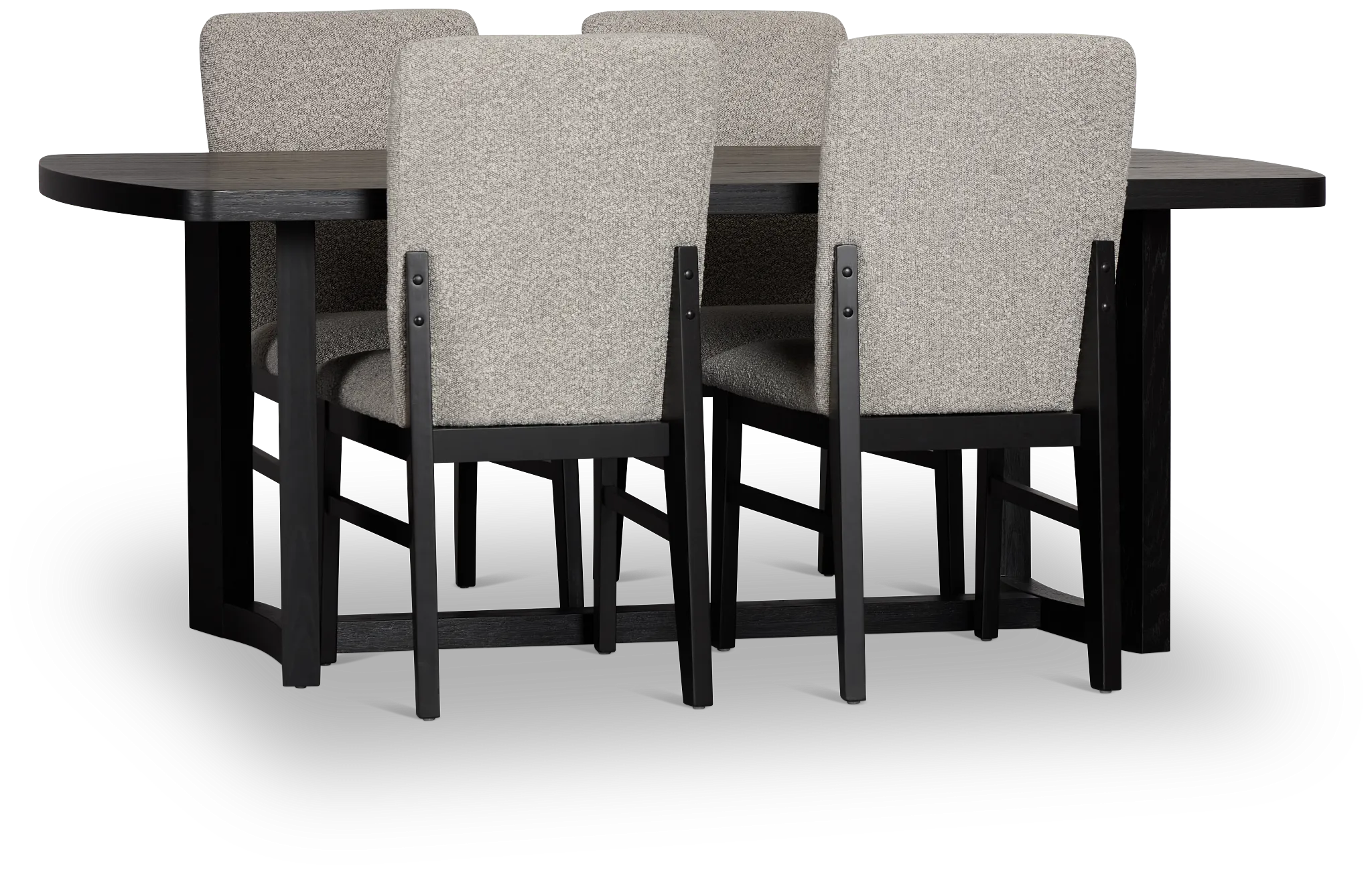 Modesto Black Rectangular Table & 4 Upholstered Chairs