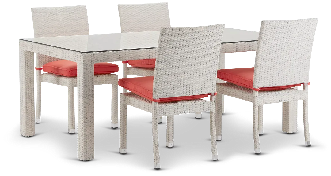 Bahia Orange 72" Rectangular Table & 4 Upholstered Chairs