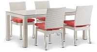 Bahia Orange 72" Rectangular Table & 4 Upholstered Chairs