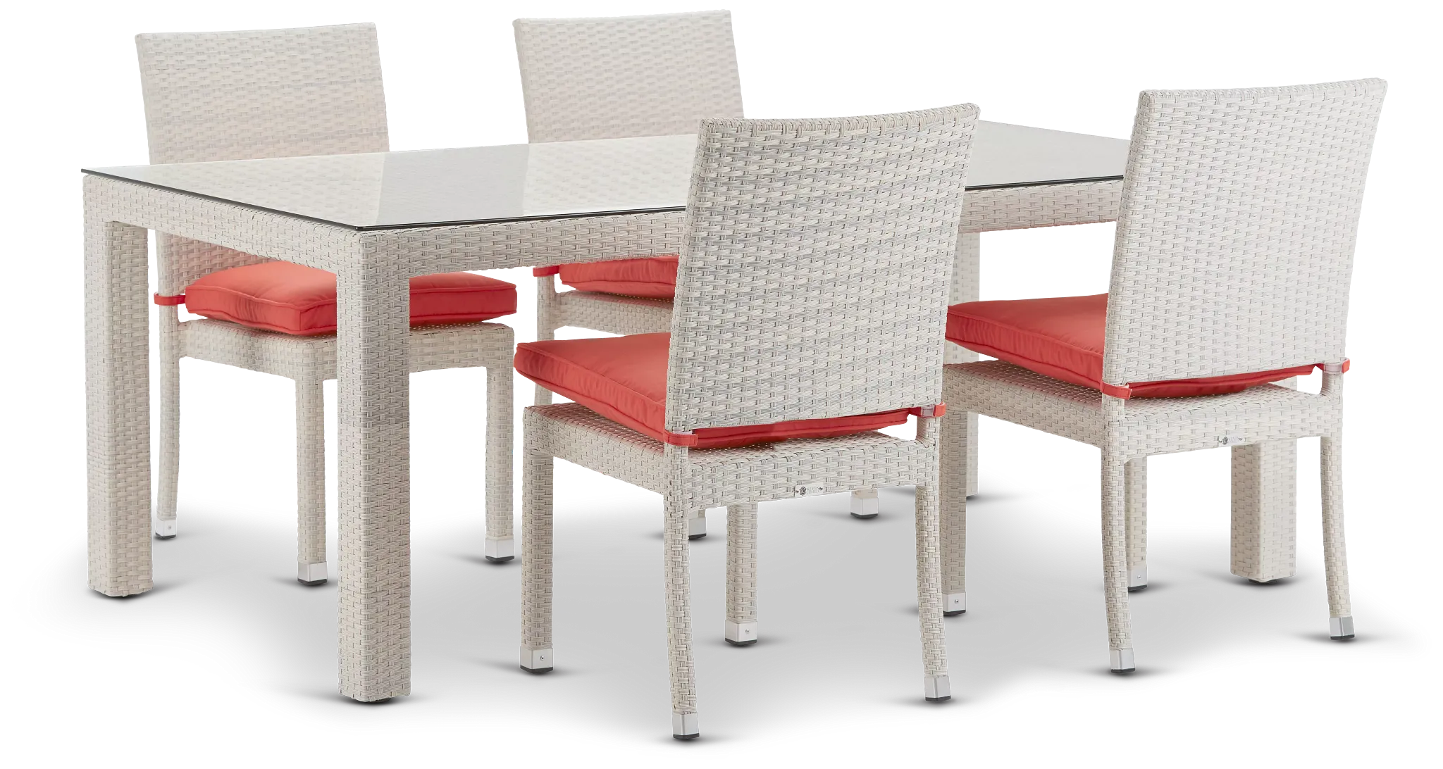 Bahia Orange 72" Rectangular Table & 4 Upholstered Chairs
