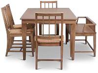 Provo Mid Tone Rect Table, 4 Woven Chairs & Bench