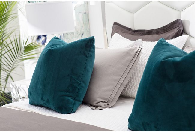 Royale Dark Teal Fabric Square Accent Pillow