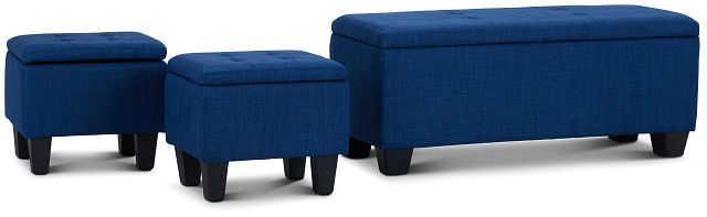 Ethan Blue Set Of 3 Bench