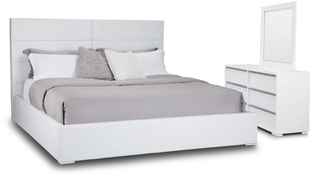 Doral White Uph Platform Bedroom