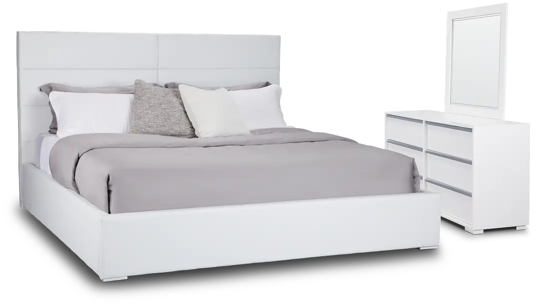 Doral White Uph Platform Bedroom Doral White Uph Platform Bedroom
