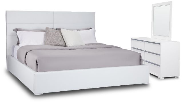 Doral White Uph Platform Bedroom