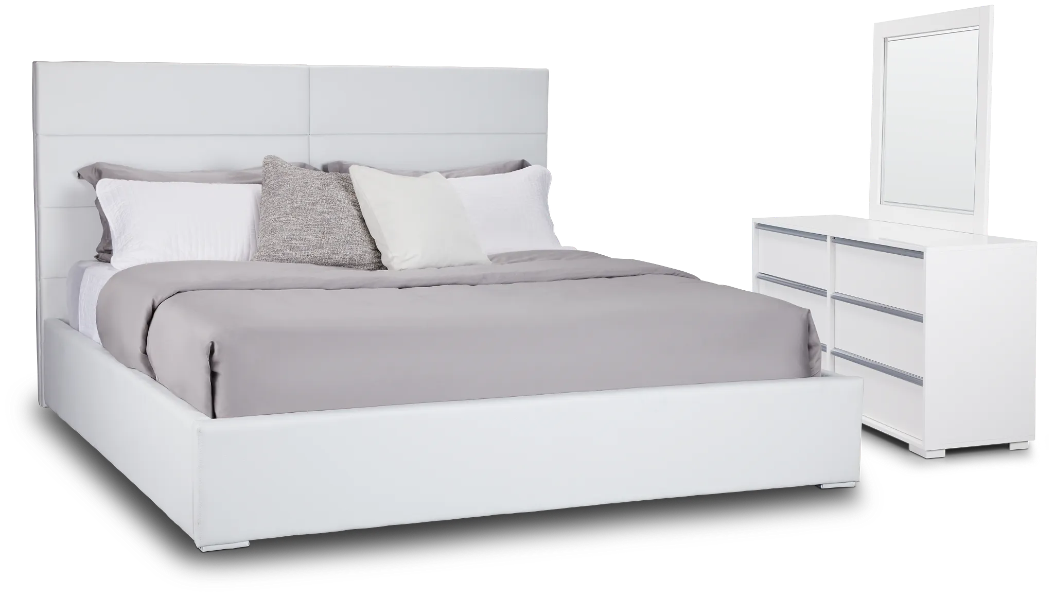 Doral White Uph Platform Bedroom