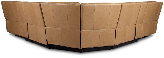 Jasper Light Brown Leather Large Dual Power Reclining Two-arm Sectional