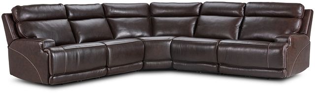 Valor Dark Brown Leather Small Two-arm Power Reclining Sectional (3)