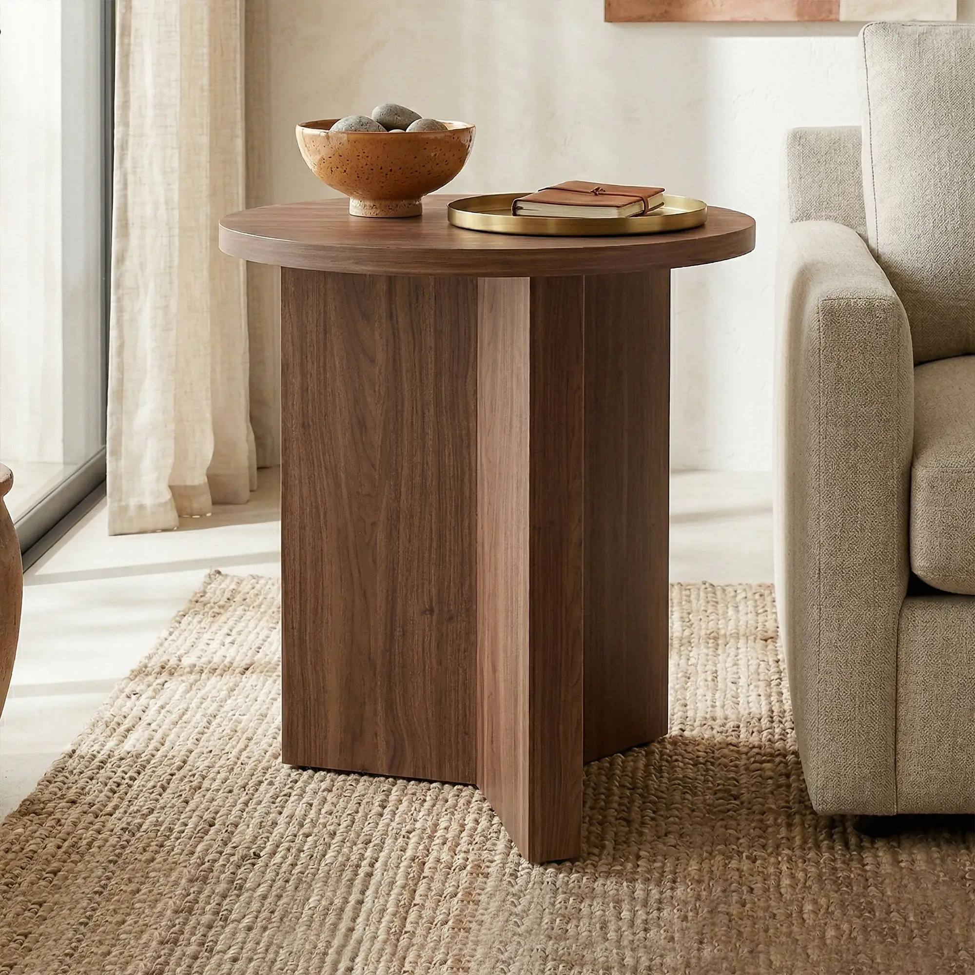 Gerri Mid Tone Round End Table Gerri Mid Tone Round End Table