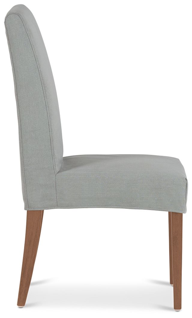 Destination Light Gray Short Slipcover Chair With Light Tone Leg