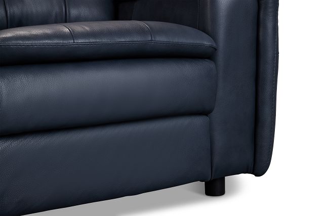 Rowan Navy Leather Loveseat