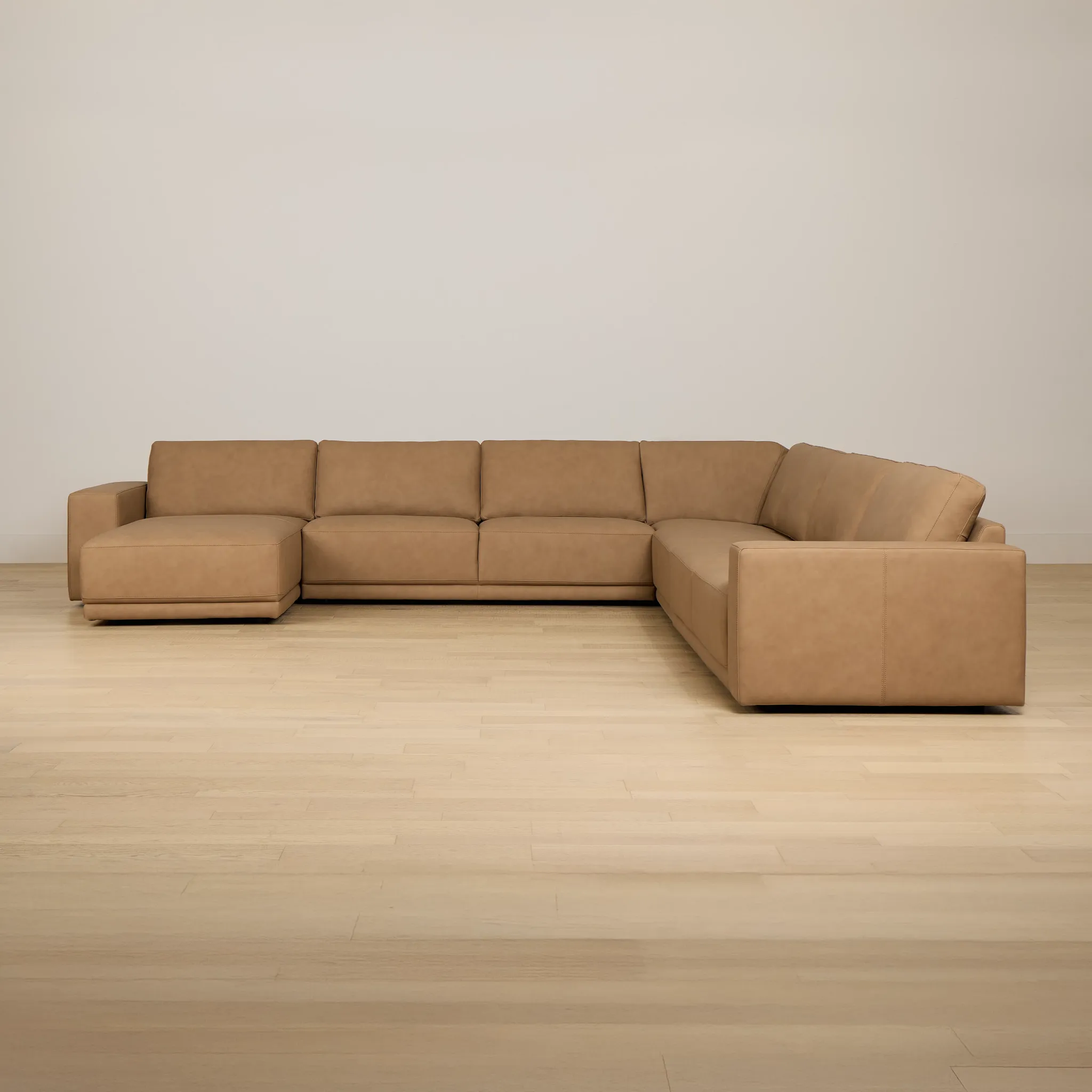 Kellan Light Brown Leather Large Left Chaise Sectional