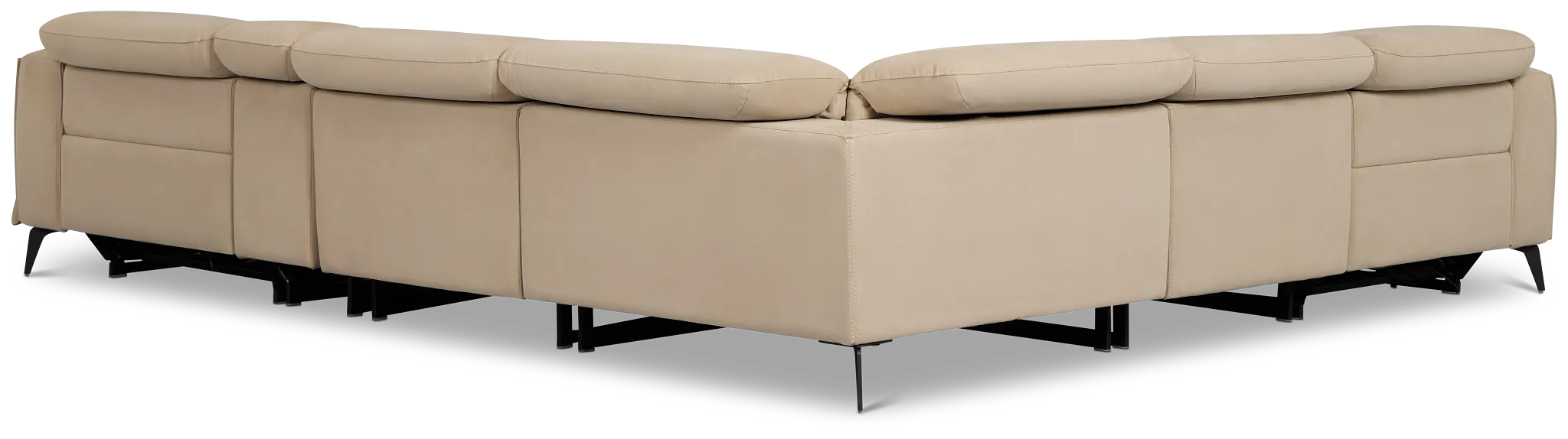 Reyna Beige Micro Medium Dual Power 2-arm Reclining Sectional