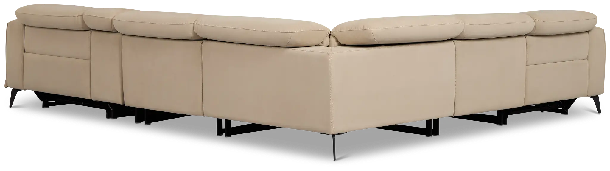 Reyna Beige Micro Medium Dual Power 2-arm Reclining Sectional Reyna Beige Micro Medium Dual Power 2-arm Reclining Sectional