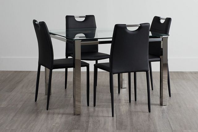 Skyline Black Square Table & 4 Upholstered Chairs (0)