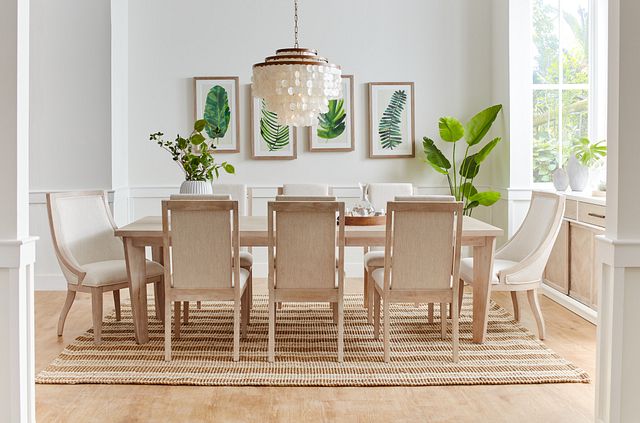 Boca Grande Light Tone Rectangular Table & 4 Upholstered Chairs