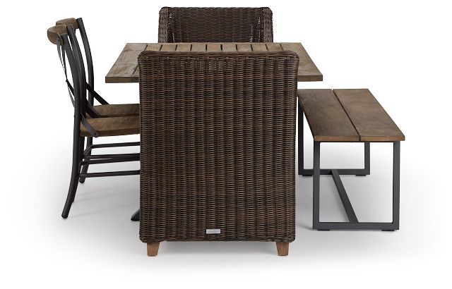 Canyon Dark Brown White 72" Rectangular Table & Mixed Chairs