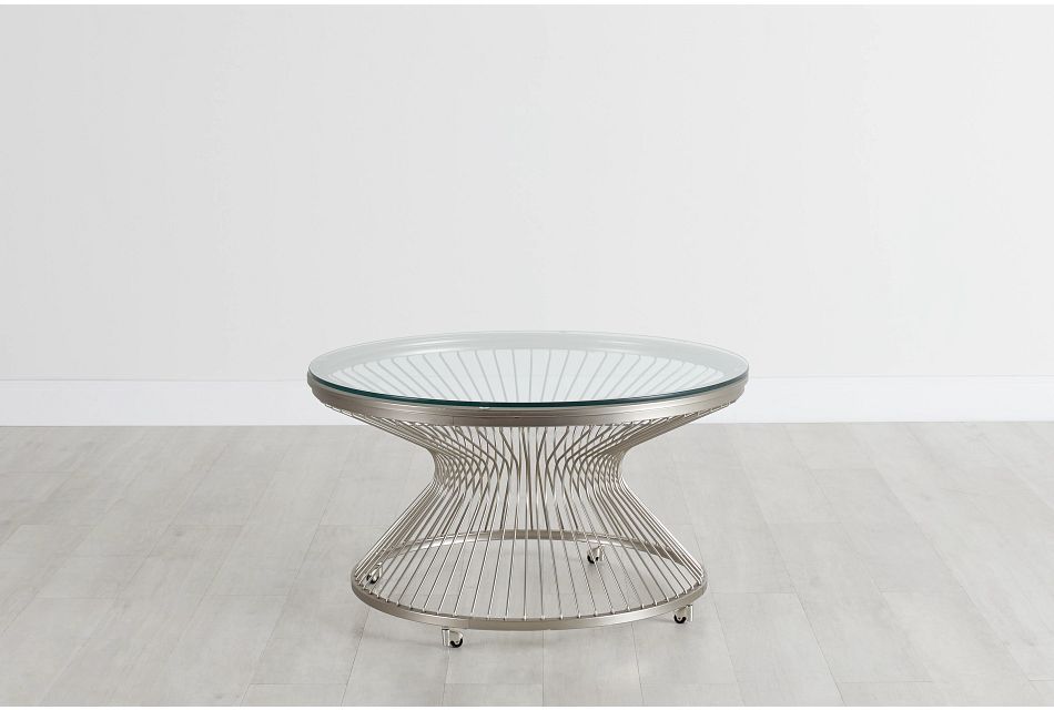 Munich Silver Glass Round Coffee Table Living Room Tables City Furniture - Silver Round Glass Coffee Table Munich Silver Glass Round Coffee Table Living Room Tables City Furniture - Silver Round Glass Coffee Table