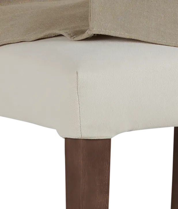 Destination Beige Short Slipcover Chair With Medium-tone Leg