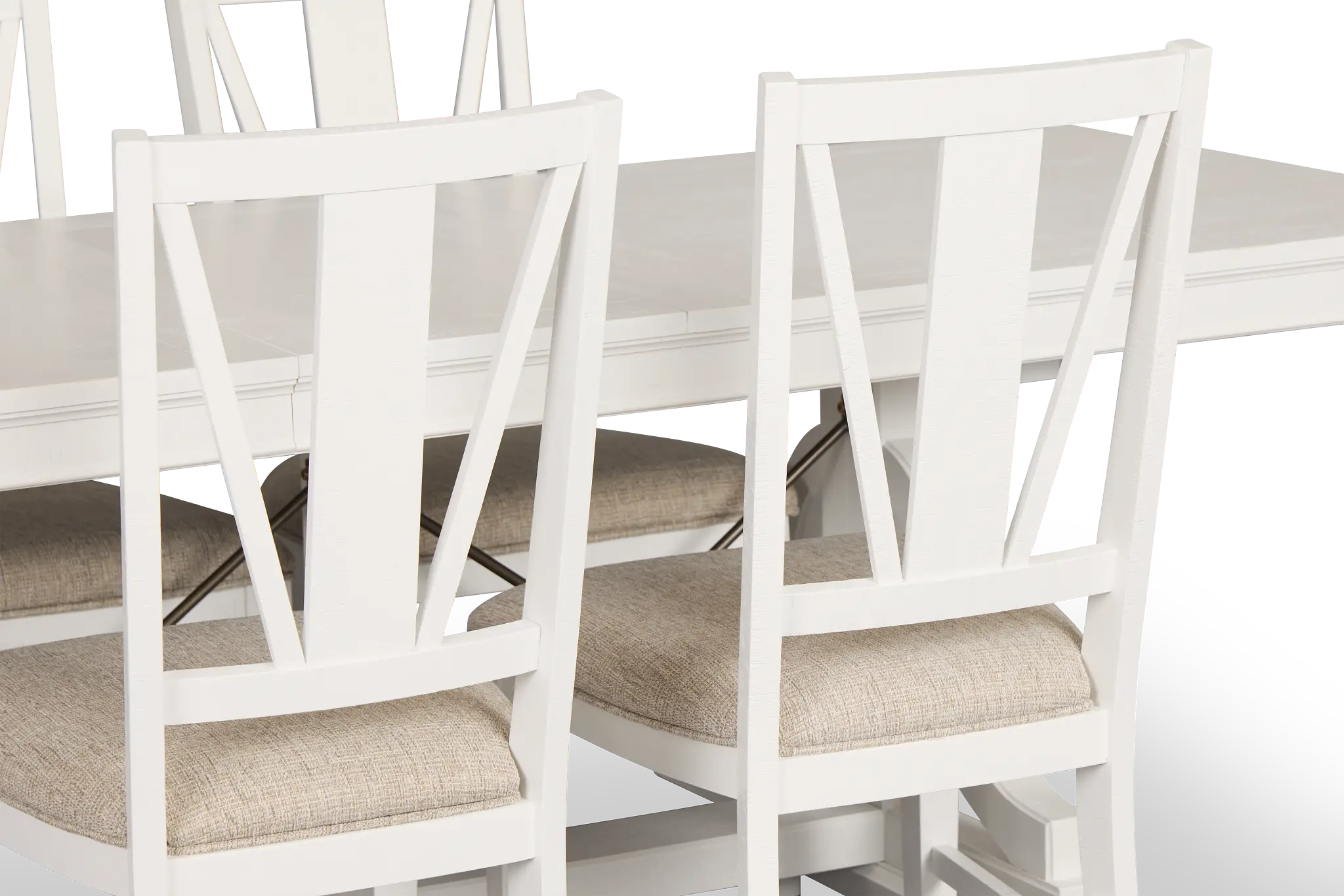 Heron Cove White Trestle Rectangular Table & 4 Wood Chairs Heron Cove White Trestle Rectangular Table & 4 Wood Chairs