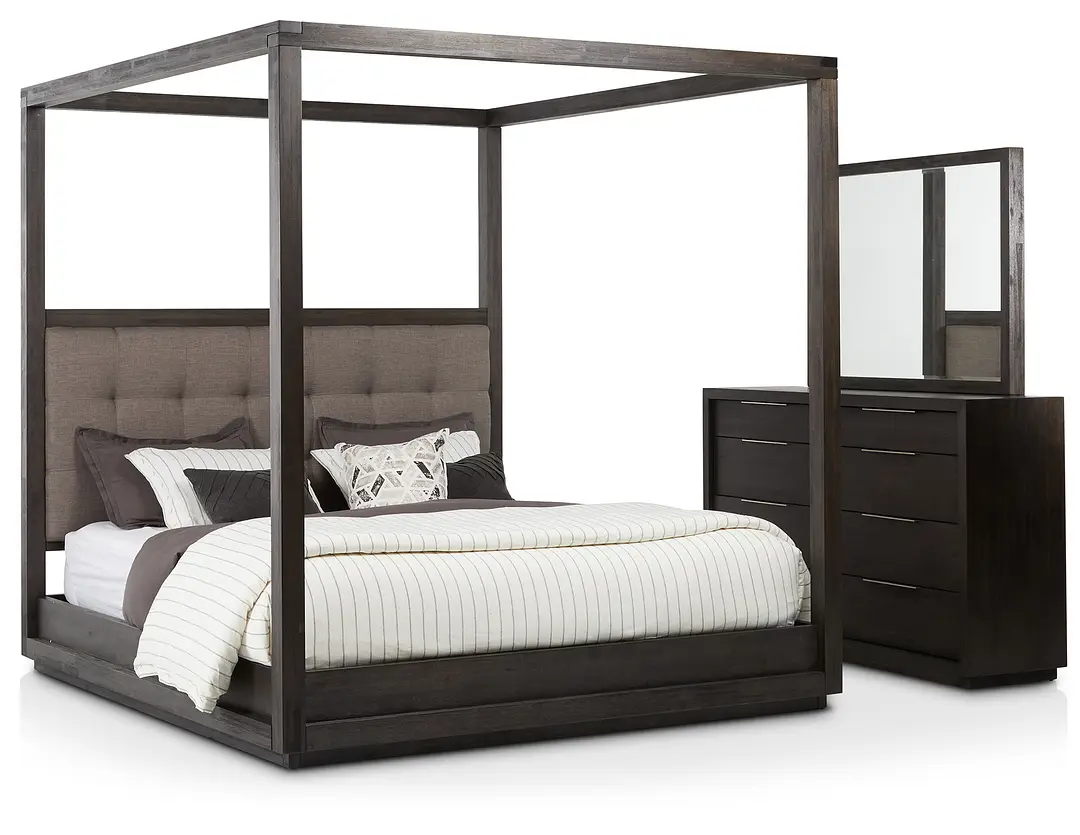 Madden Gray Fabric Canopy Bedroom Madden Gray Fabric Canopy Bedroom